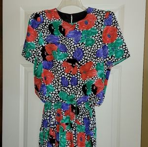 Vtg 80's John Robert's Polyester Secretary Dress Sz 9/10